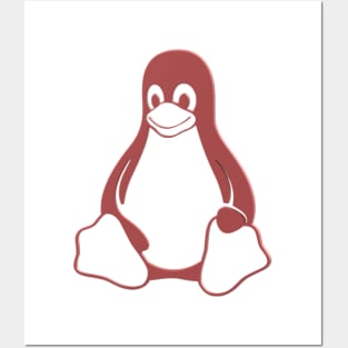 Linux 3D Tux - Red Posters and Art